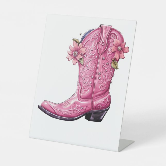 Signe De Table Hot rose Cowgirl Boot Howdy (Recto)