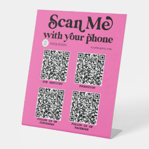 Signe De Table Hot rose moderne QR code réseau scannable