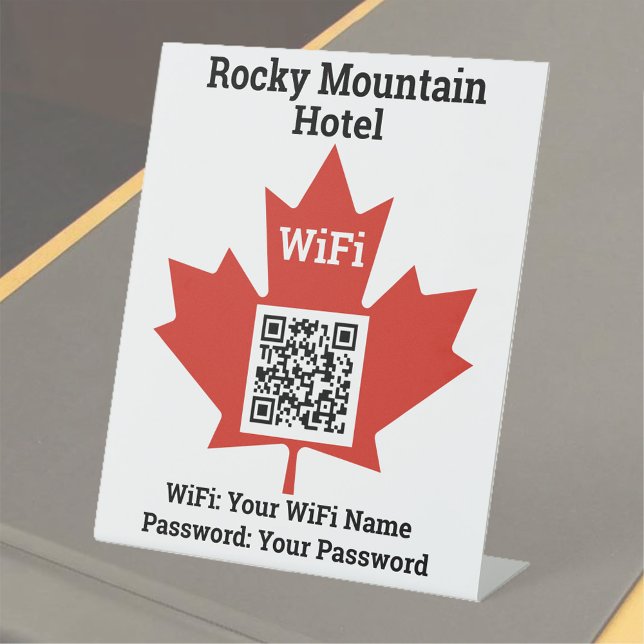 Signe De Table Hôtel Canadien Wifi Détails Plus Code QR (Créateur téléchargé)