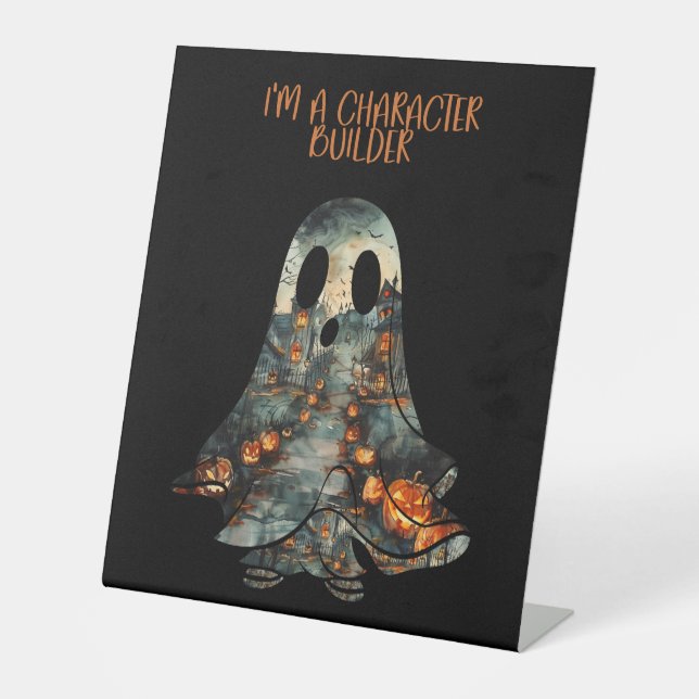 Signe De Table Humour fantôme d'affirmation d'Halloween (Recto)