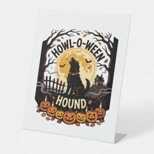 Signe De Table Hurlement de chien de lune d'Halloween (2) (Recto)