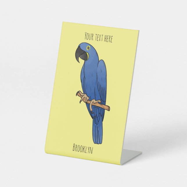 Signe De Table Hyacinth macaw bird cartoon illustration (Recto)