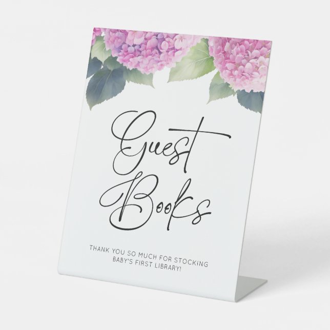 Signe De Table Hydrangea Son a Girl Guest Books Baby shower (Recto)