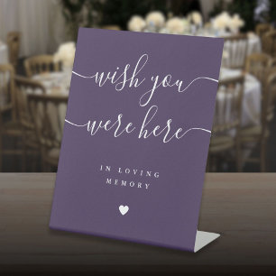 Signe De Table Ici vous étiez ici en mémoire mariage violet