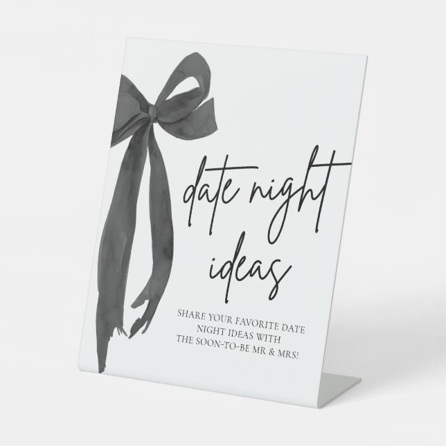 Signe De Table Idées de soirée romantique avec un nœud noir moder (Recto)