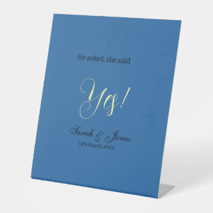 Signe De Table Il a demandé elle a dit oui engagement simple bleu