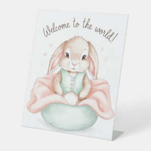 Signe De Table Illustration adorable d'animal de bébé Salutation 