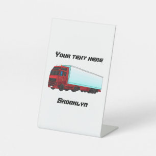 Signe De Table Illustration de camion remorque rouge