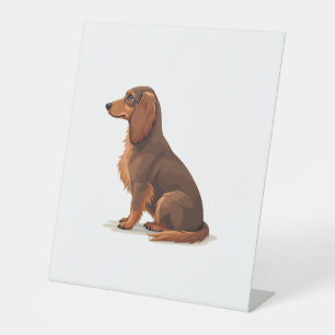 Signe De Table Illustration de chien rétro teckel à longs poils v