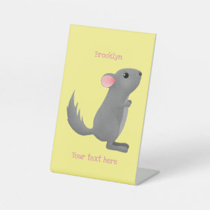 Signe De Table Illustration de chinchilla gris mignon