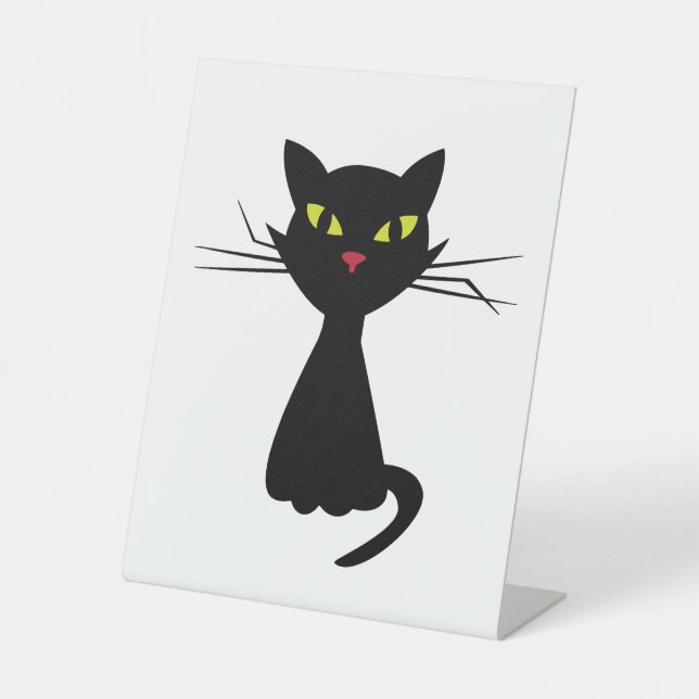 Signe De Table Illustration de clipart du chat noir (Recto)