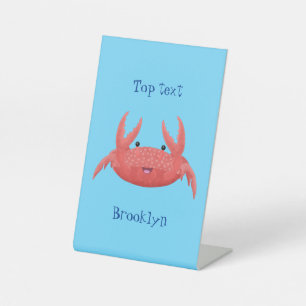Signe De Table Illustration de crabe de dessin animé rouge mignon