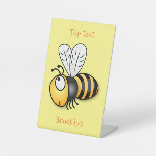 Signe De Table Illustration de dessin animé d'abeilles joyeux