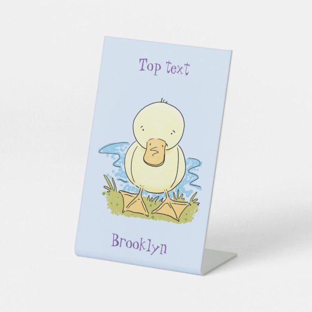 Signe De Table Illustration de dessin animé de bébé canard jaune  (Recto)