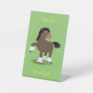 Signe De Table Illustration de dessin animé de cheval de trait Cl