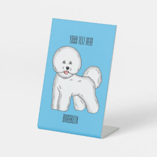 Signe De Table Illustration de dessin animé de chien bichon frisé