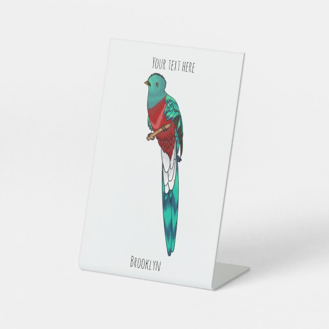 Signe De Table illustration de dessin animé d'oiseau quetzal resp (Recto)