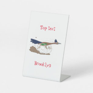 Signe De Table Illustration de dessin animé drôle d'oiseau géocou