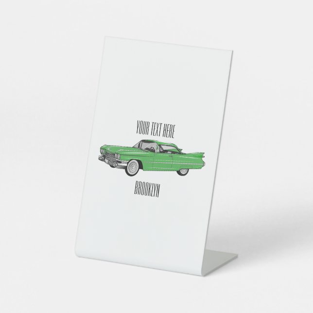 Signe De Table Illustration de dessin de voiture classique 1959 (Recto)