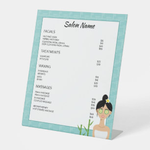 Signe De Table Illustration de femme de spa - Menu personnalisé p