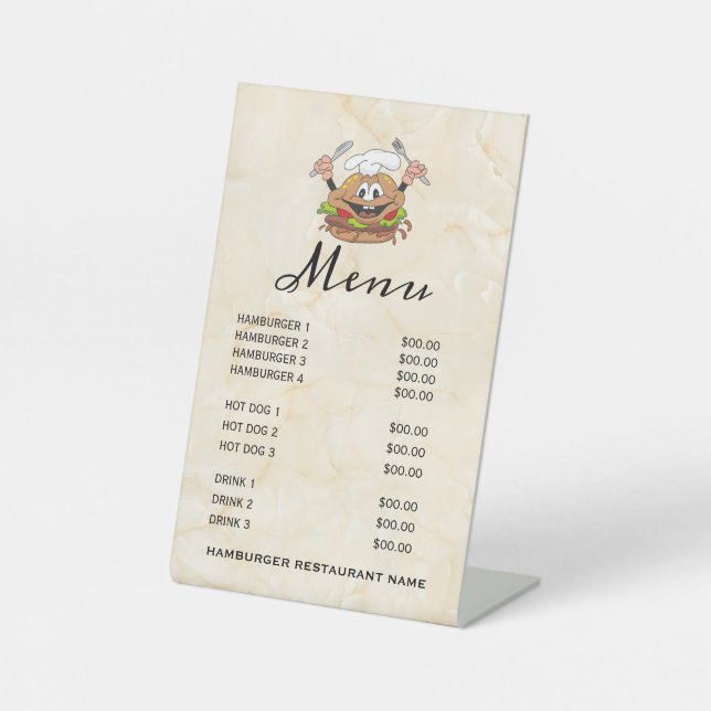 Signe De Table Illustration de Hamburger (Recto)