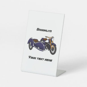 Signe De Table Illustration de moto pourpre Sidecar