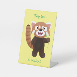 Signe De Table Illustration de panda rouge mignon
