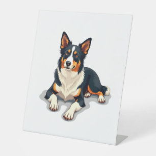 Signe De Table Illustration de portrait vintage de Border Collie