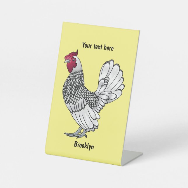 Signe De Table Illustration de poulet Sebright (Recto)