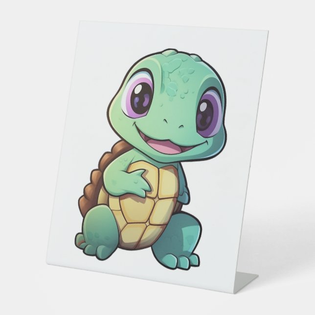 Signe De Table Illustration de tortue caricaturale (Recto)