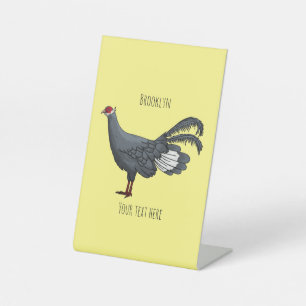 Signe De Table Illustration d'oiseau de faisan à oreilles bleues