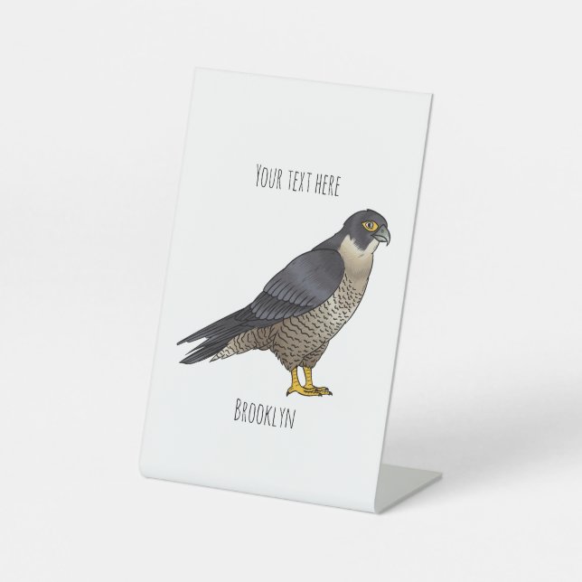 Signe De Table Illustration d'oiseau de faucon pèlerin (Recto)