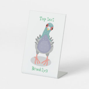 Signe De Table Illustration drôle de pigeon curieux