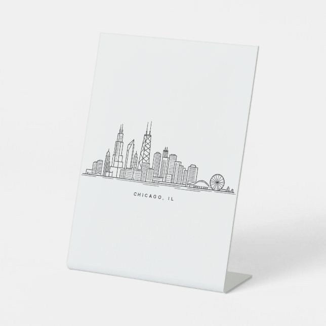 Signe De Table Illustration du paysage urbain de Chicago IL (Recto)