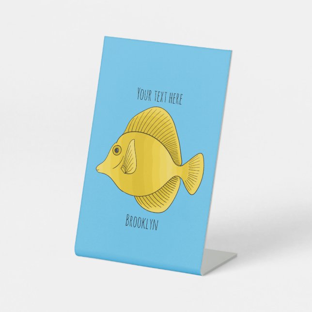 Signe De Table Illustration du poisson-tang jaune (Recto)