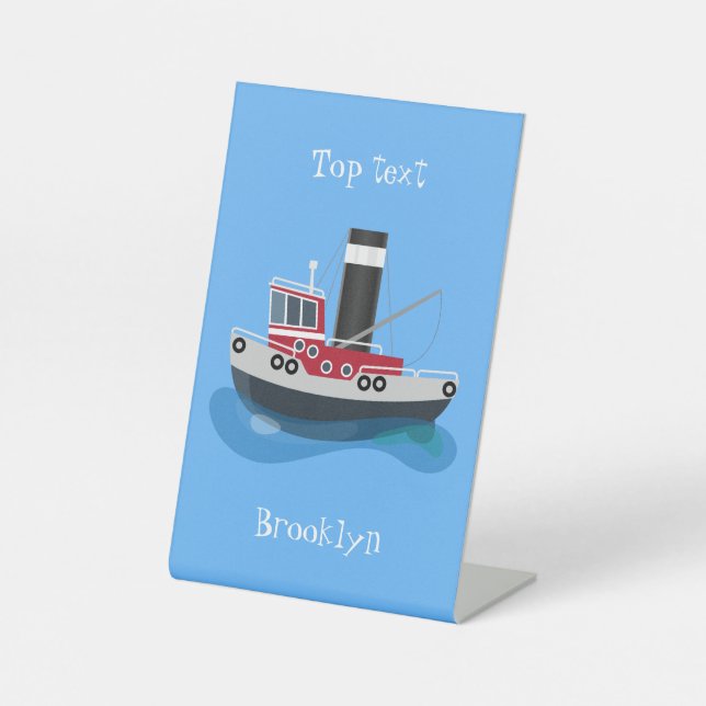 Signe De Table Illustration d'un bateau à chalutier mignon (Recto)