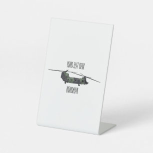 Signe De Table Illustration d'un hélicoptère de l'armée de Chinoo