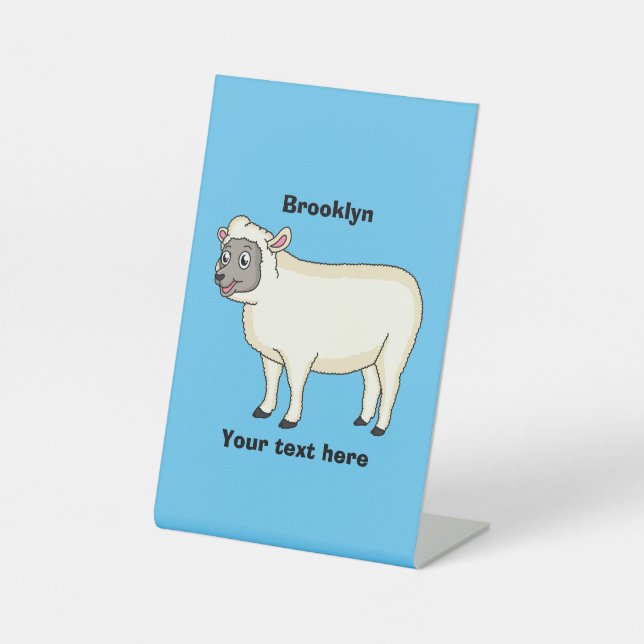 Signe De Table Illustration d'un mouton joyeux (Recto)