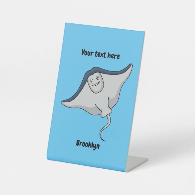 Signe De Table Illustration d'une caricature de poisson stingray (Recto)