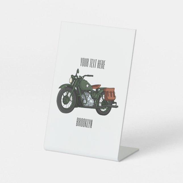 Signe De Table Illustration d'une moto de croiseur militaire (Recto)