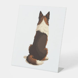 Signe De Table Illustration vintage de Border Collie vu de dos
