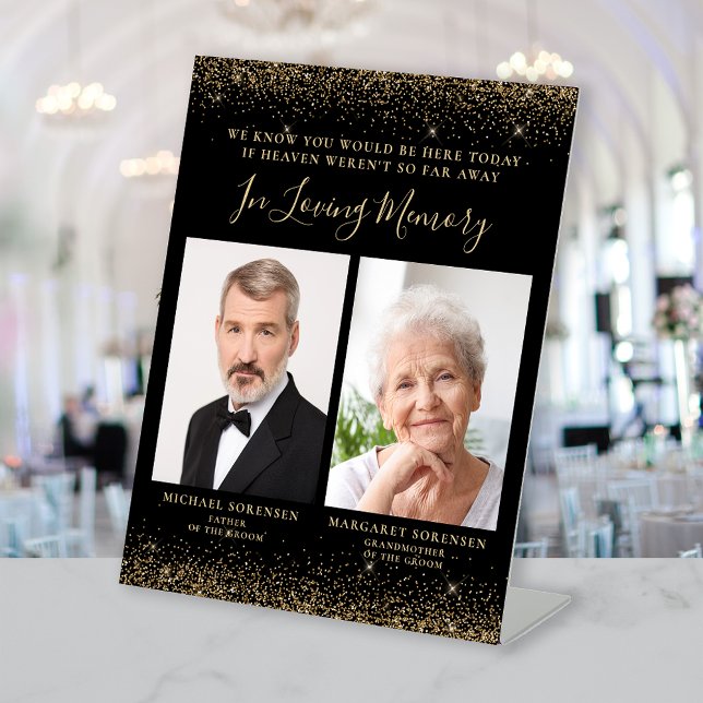 Signe De Table In Love Memory 2 Photo Black Gold Mariage (Créateur téléchargé)