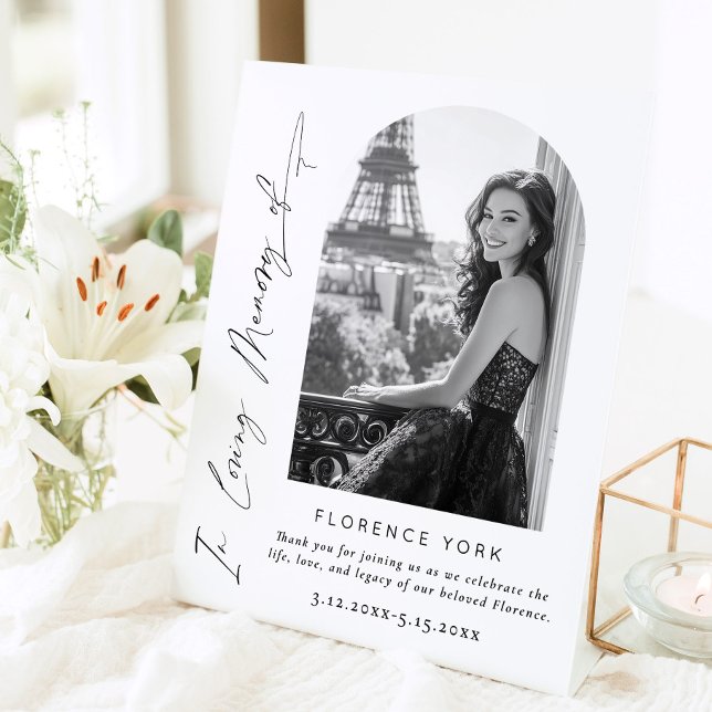 Signe De Table In Love Memory Arch photo Funeral Welcome (Créateur téléchargé)