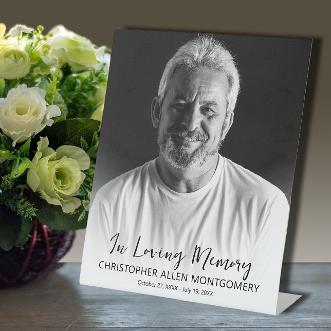 Signe De Table In Love Memory Photo Funérailles commémoratives (In Loving Memory Photo Memorial Funeral Pedestal Sign, choose from several sizes available.)
