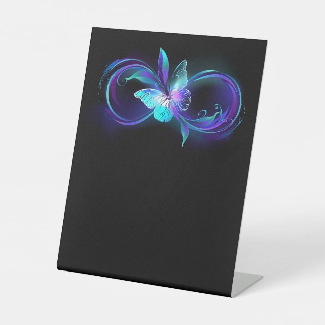Signe De Table Infinité brillante avec papillon magique (Recto)
