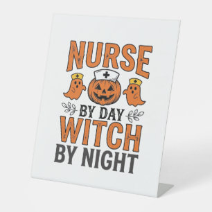 Signe De Table Infirmière Halloween Sorcière la nuit Vintage Conc