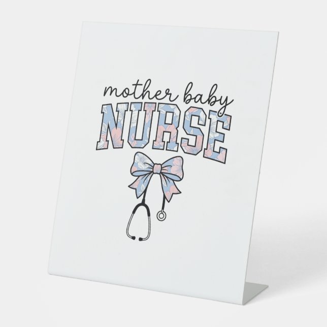 Signe De Table Infirmière Mère Bébé Chemise à nœud floral Design_ (Recto)