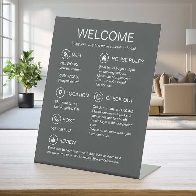 Signe De Table Informations pour les invités de location de vacan (Créateur téléchargé)