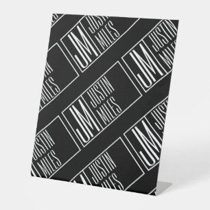 Signe De Table Initiales modernes avec motif de monogramme de nom