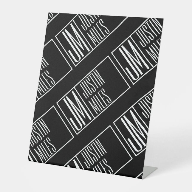 Signe De Table Initiales modernes avec motif de monogramme de nom (Recto)